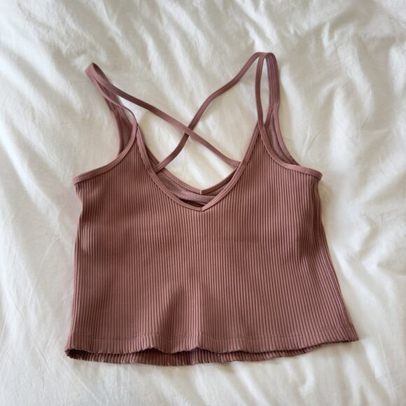 Vuori Rib Crop Tank Marsala Pink Size S - Picture 3 of 5
